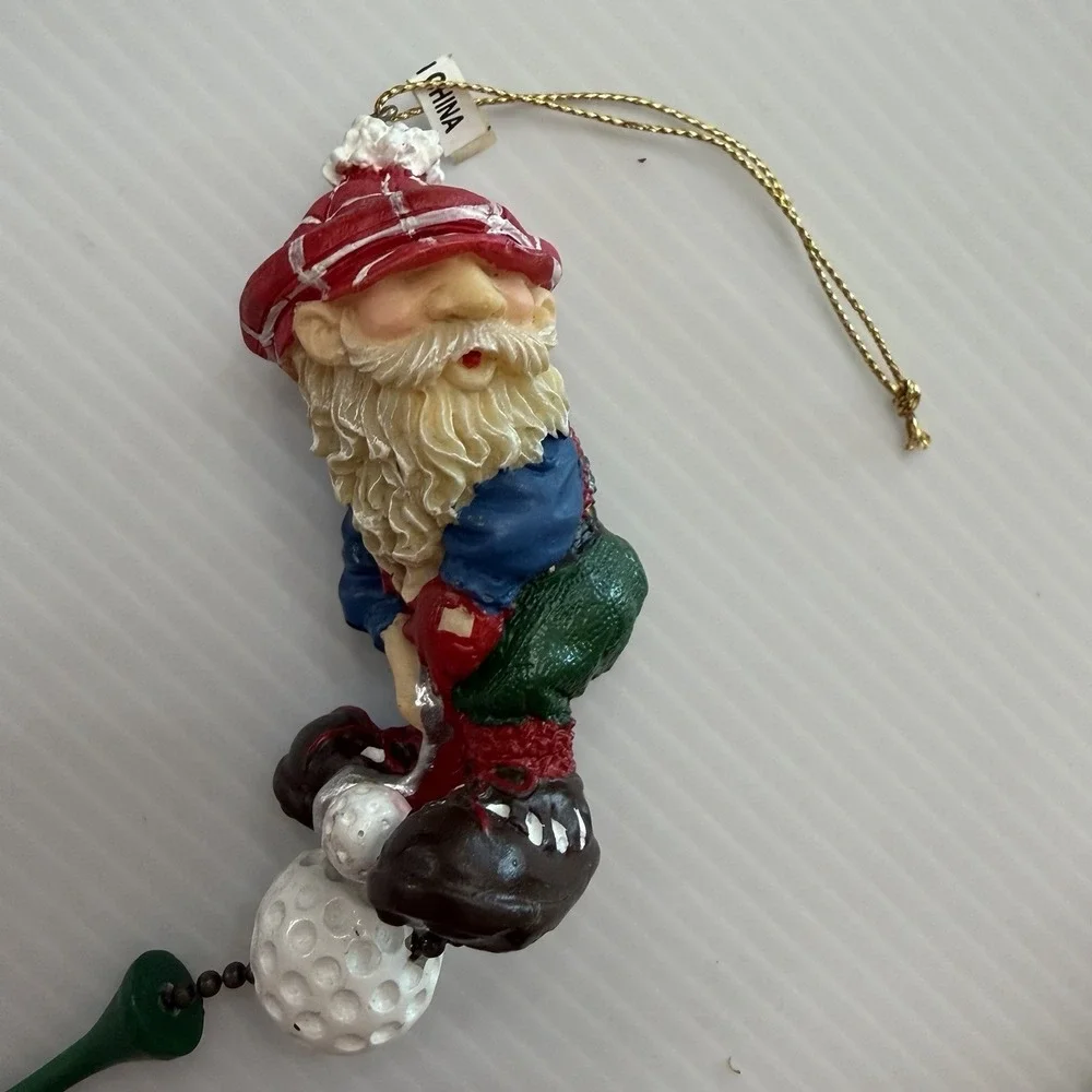Vintage Golf Santa Gnomes Christmas Ornament Golf Ball Tee